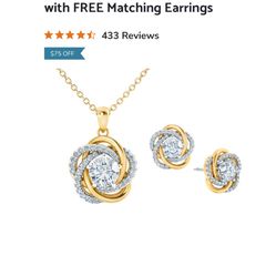 Perfectly Paired Love Knot Pendant with Matching Earrings