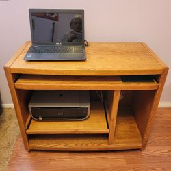 Rolling Oak Computer Desk/Work Station Cart