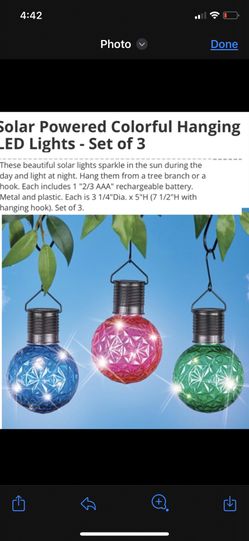 Solar Powered Colorful Hanging _ED Lights - Set of 3