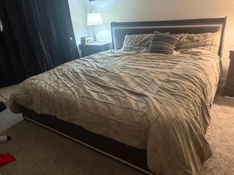 King Bed Frame with Upholstered Headboard
