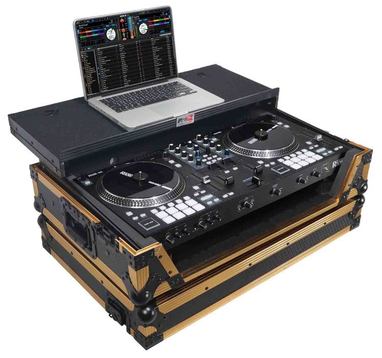 ProX XS RANEONE WLT FGLD ATA Flight Style Road Case for RANE ONE DJ Controller with Laptop Shelf in Limited Edition Gold