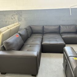 Leather Modular Sectional Dark brown