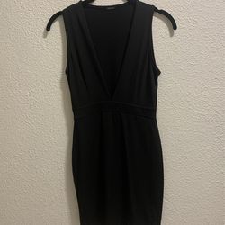 Deep V Bodycon Black Dress