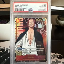 2022 ONE PIECE OP01-120 SHANKS ALT ART FOIL PSA 10