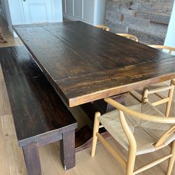 Dining table with bench and chairs