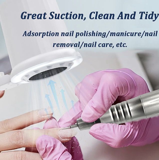 4500RPM Electric Nail Dust Cleaner, LED-5 Color, 90 Adjustable, for Home or Salon