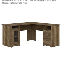 60” W L Shaped Desk With Storage 