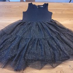 Girls Dress Black Gold