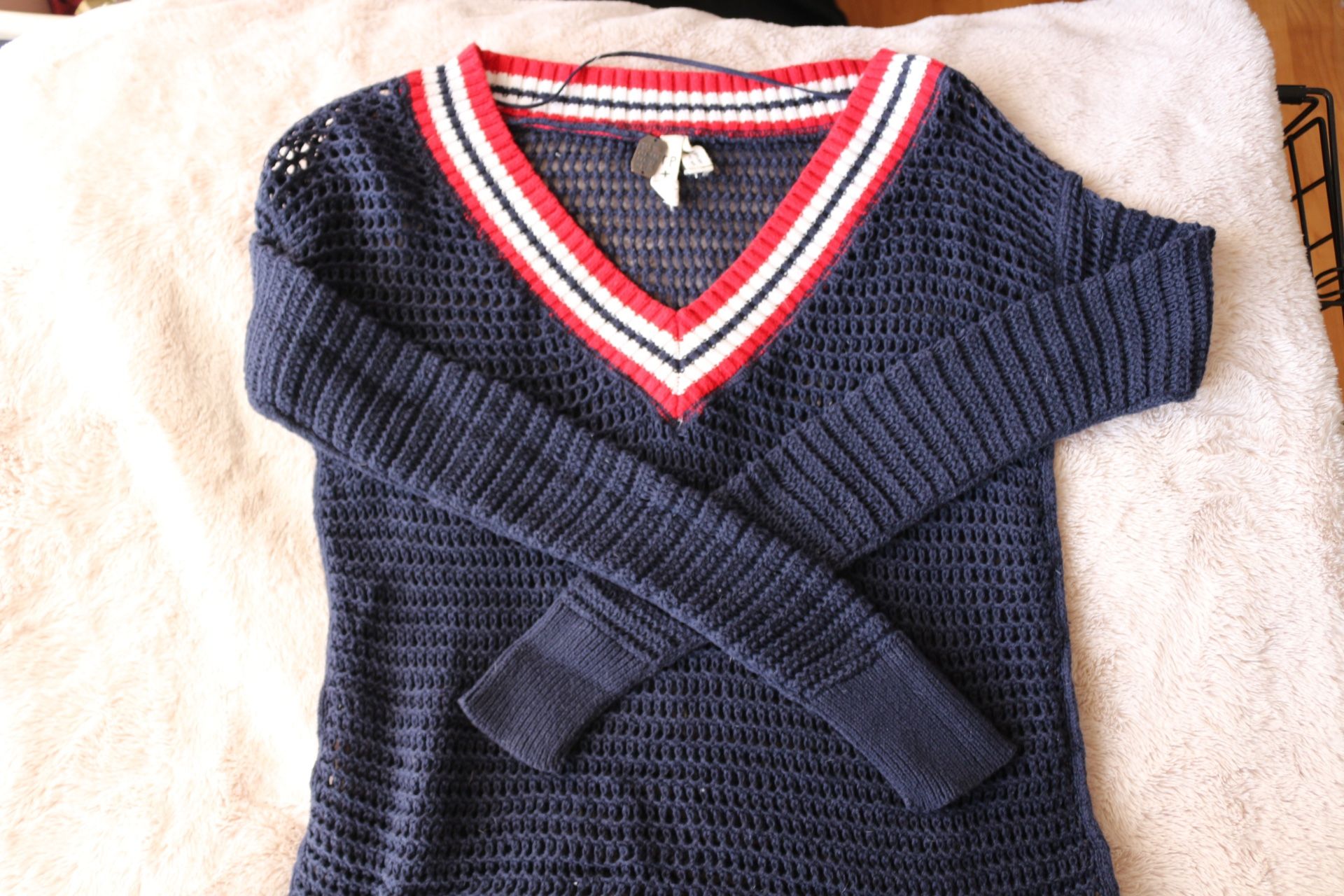 Navy and red sweater. Size xs