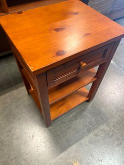Rustic Wood Nightstand with Drawer and Shelf