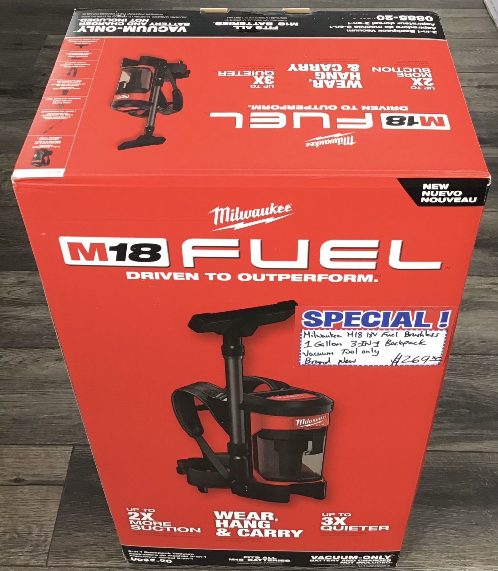 Milwaukee M18 18V Fuel Brushless 1 Gallon 3 - in - 1 Backpack Vacuum Tool Only Brand New