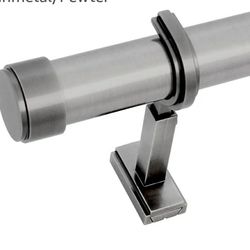 New BlastHome® Non-Adjustable Luxury Curtain Rods for Windows, 1 ¼” Rod Set, 7 foot Fixed Length (Two Rods Connect for a Seamless Look), Gunmetal/Pewt