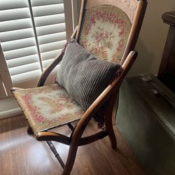 Antique Tapestry Folding Chair