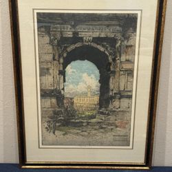 LUIGI KASIMIR (1(contact info removed)) Signed Original Color Etching/Aquatint "Arch of Titus"