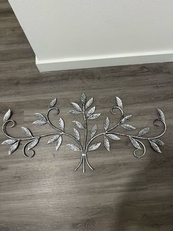 Silver Metal Leaf Branch Wall Art