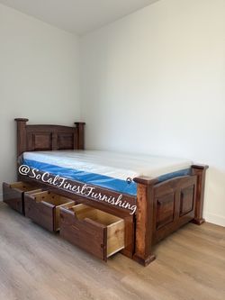 Twin bed with mattress and drawers