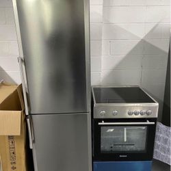 Stainless Steel 24” Inch Set Fridge And Stove 