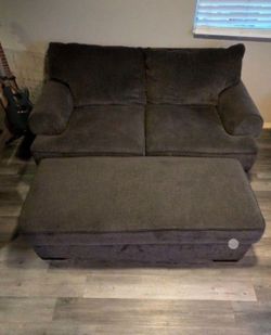 Gray Couch And Ottoman 