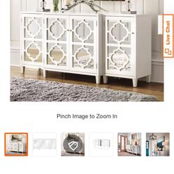 Reflections White Mirrored Console