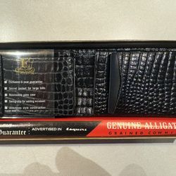 Vintage Englishtown Genuine Alligator-Grained Cowhide Wallet Set – New in Box.”
