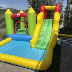 Inflatable Bounce House w/ Water Slider & Blower