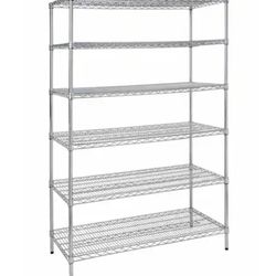 6 Tier Commercial Grade Heavy Duty Steel Wire Shelving Unit In Chrome (48 in W x 72 in H x 24 in D)