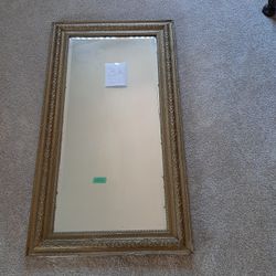 #32 Large Antique Beveled Glass Wood And Gesso Framed  Mirror