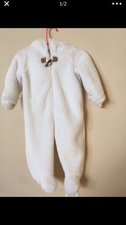 Baby boy- girl 9 months white bear onesie
