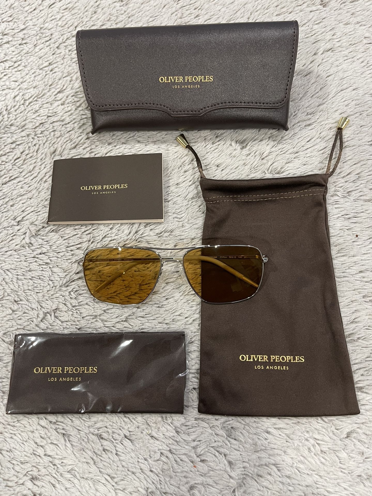 OLIVER PEOPLES CLIFTON OV 1150S SILVER/AMBER BROWN POLARIZED 58mm BURN NOTICE