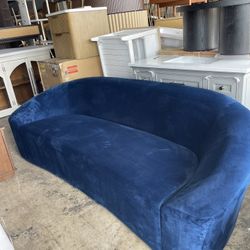 Riley Velvet Upholstered 91” Rounded Sofa, Navy