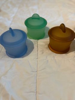 Frosted Glass Lidded Trinket Jars Set of 3