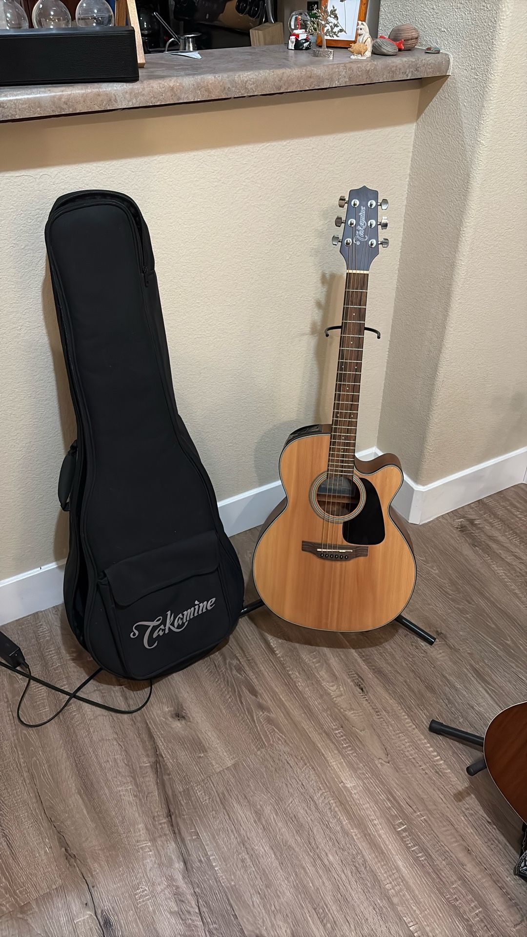 Takamine 3/4 Acoustic Electric Guitar With Bag And Stand