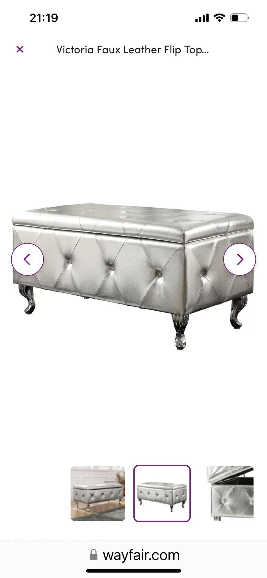 Faux Leather Victoria Upholstered Flip Top Storage Bench Victoria