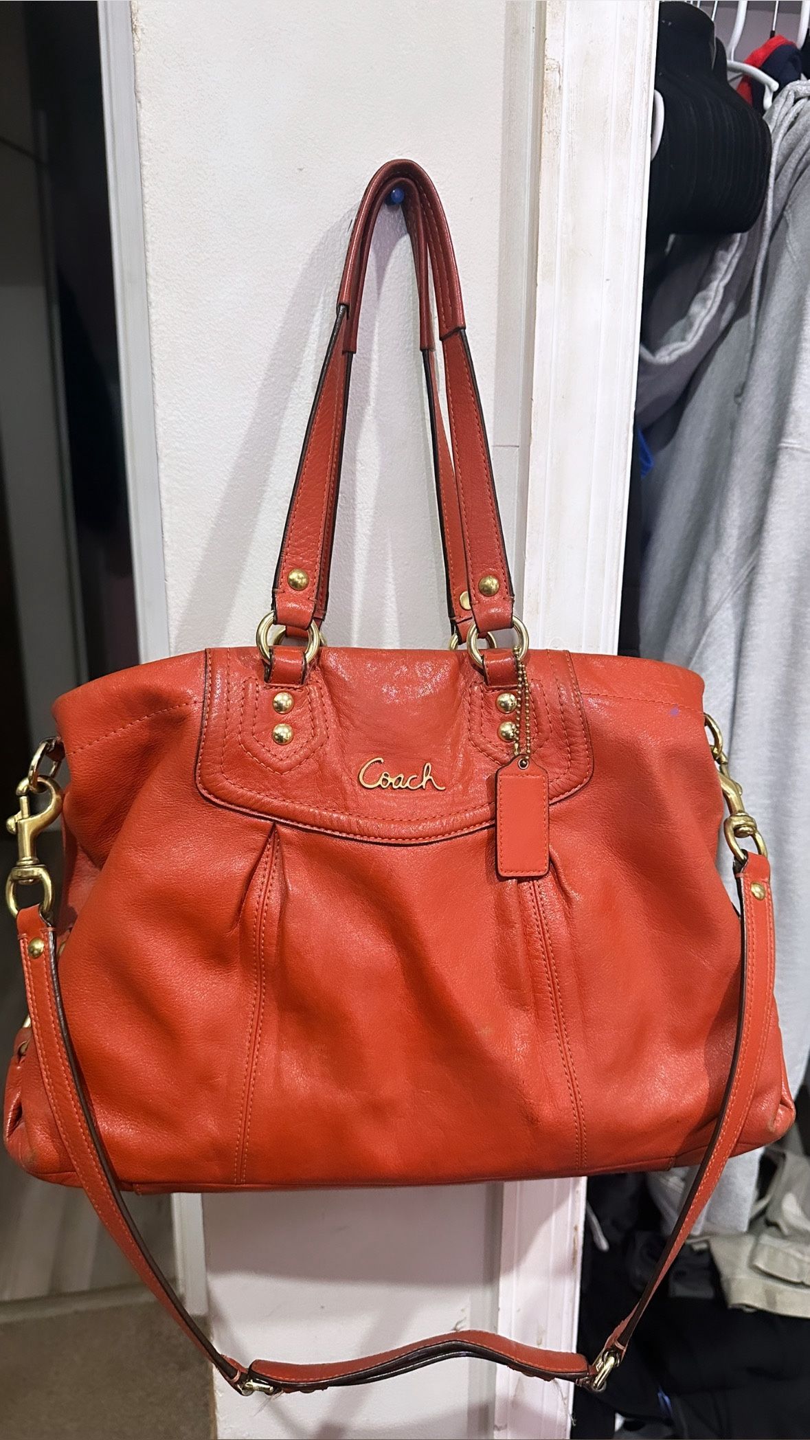 Coach Leather Shoulder Bag – Orange