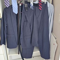 Boys Suit With Clip On Ties And Belts