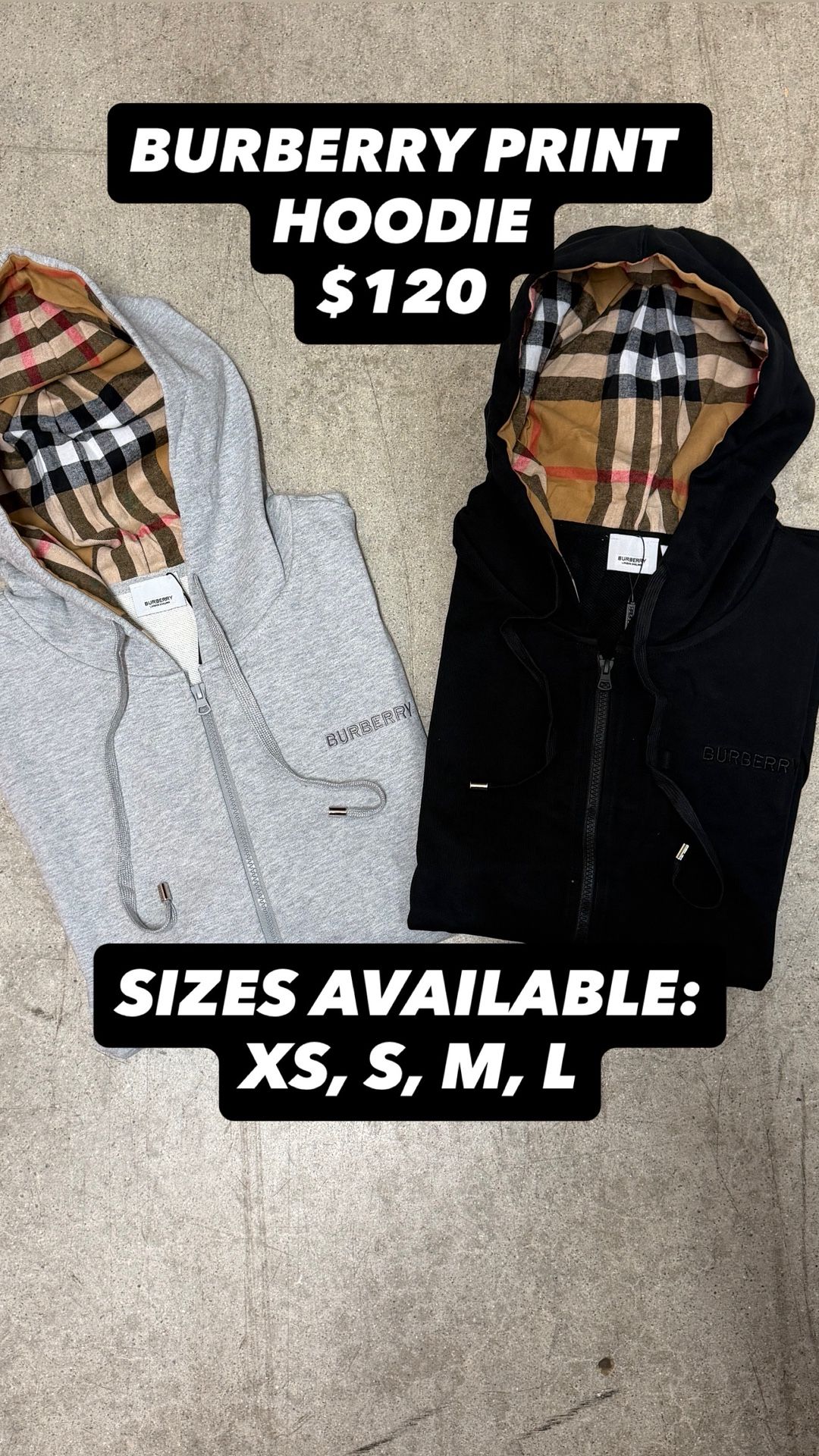 BRAND NEW BURBERRY, CHROME, AND GALLERY DEPT HOODIES