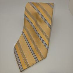 MICHAEL KORS MEN'S TIE YELLOW White BLUE STRIPES 100 % Silk 