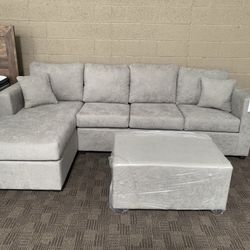 New Grey Sectional And Ottoman 