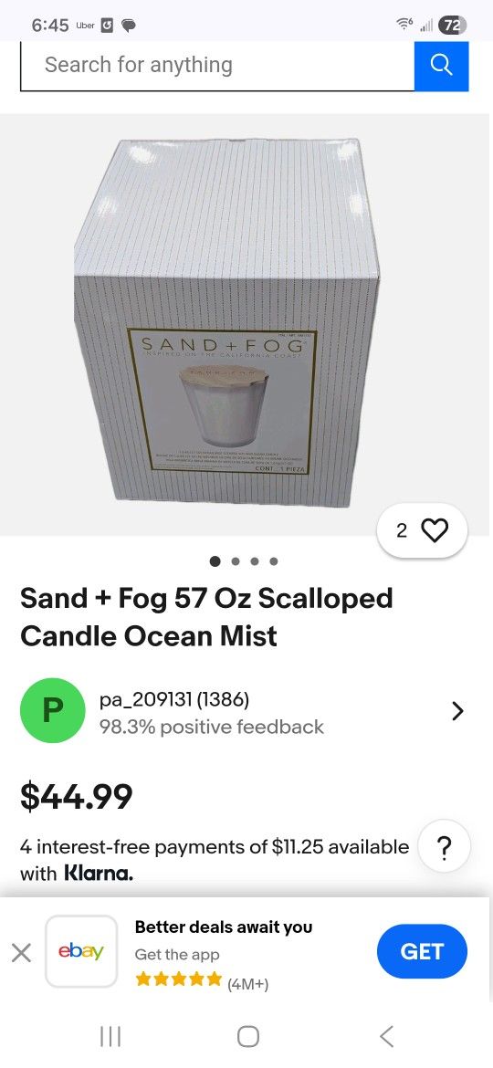 Sand +Fog Ocean Mist Scented Candle 57 Oz