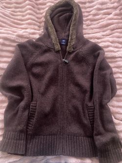 Gap hoodie zip up brown fur
