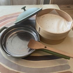 Our Place Pan Set, Bamboo Steamers, Spatula, Cups, Bowls, Plates
