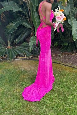 Hot pink prom dress with train