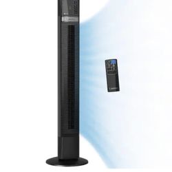 48 in. 4 Speeds Xtra Air Tower Fan in Black with Carry Handle, Oscillating, Remote Control, Nighttime Setting, Timer