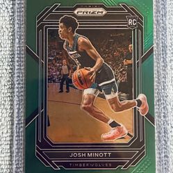 Josh Minott Minnesota Timberwolves 2022-23 Panini Prizm Green Prizm Rookie Card!