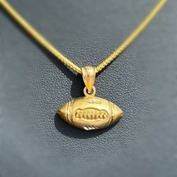 10k solid yellow gold football rugby ball Pendant charm