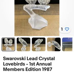 Swarovski Crystal Rare Lovebirds 1989 Collection 