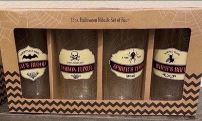 NEW In Box Halloween Highball Drinking Glass Set Of 4