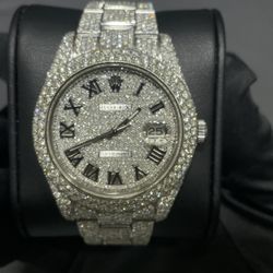 41mm Authentic Iced Out Natural Diamonds Rolex Datejust - Comes with Box and authenticity card