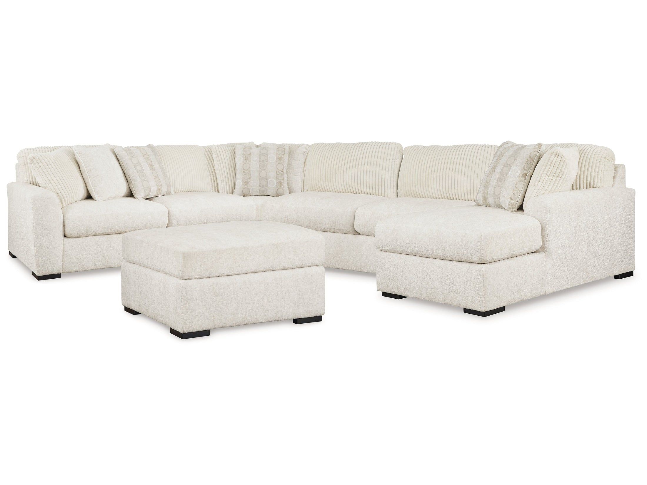 Chessington Ivory 4-Piece Sectional and Oversized Accent Ottoman (Online Special Price)