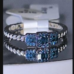 Genuine Blue Diamond baguette Ring